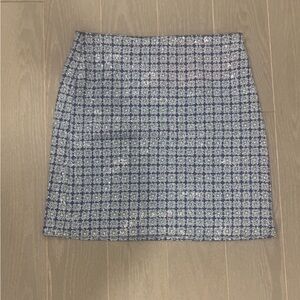 Fresh Blue and White Patterned Pencil Skirt